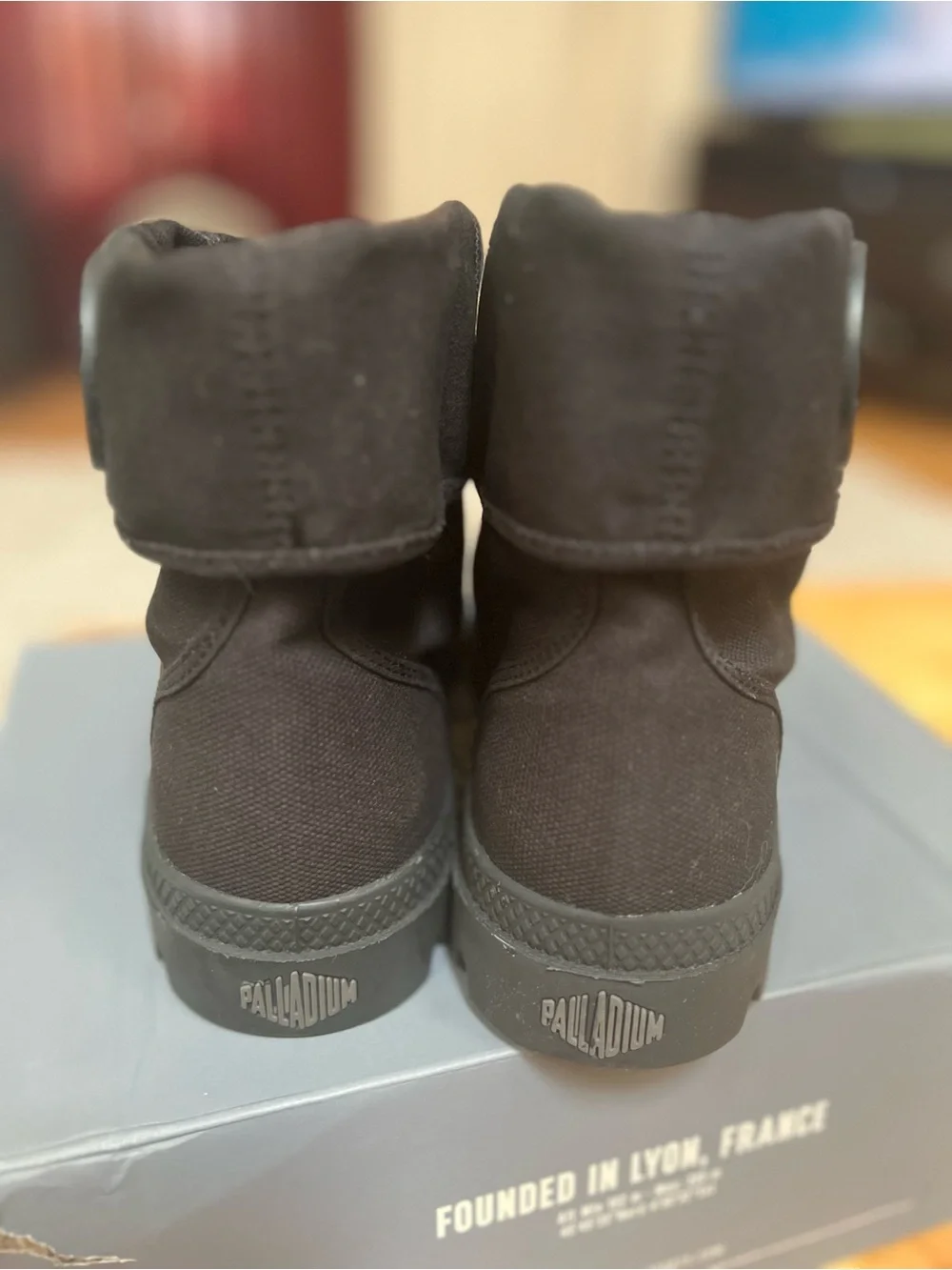 Palladium Black Canvas Fold-Down High-Top Boots